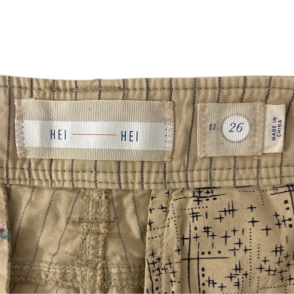 Anthropologie HEI HEI Cream Beige Striped Beachwalk Trouser Pant Women's Size 26 - Picture 8 of 9